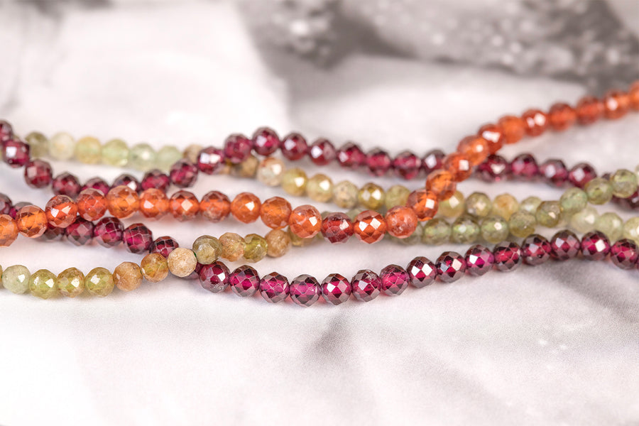 Faceted garnet has fire