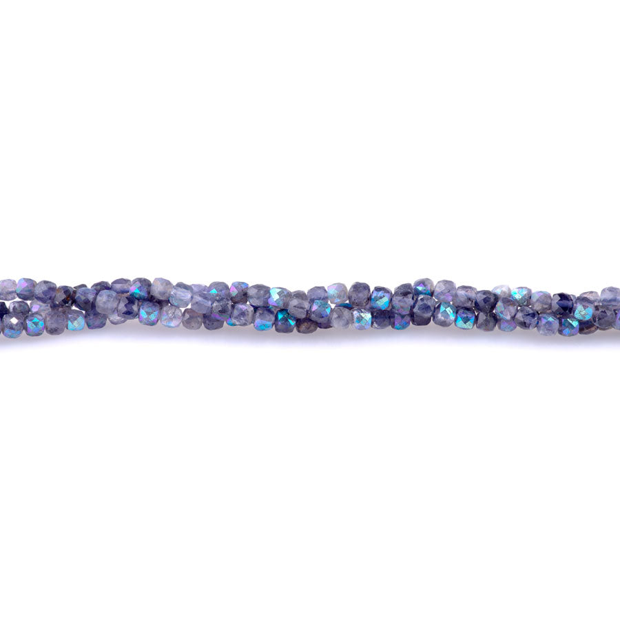 Iolite 4mm Cube Faceted Rainbow Plated - 15-16 Inch