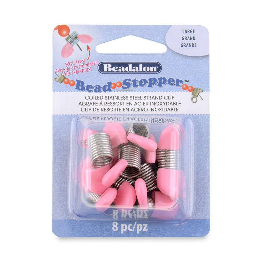 Bead Stoppers with Large Pink Tips - 8 Pack