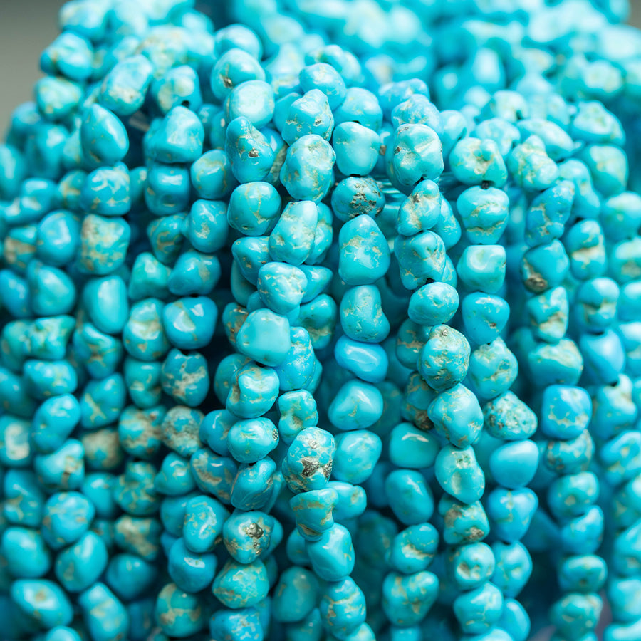 Sleeping Beauty Turquoise 4mm Nugget Rough 18 Inch - Limited Editions