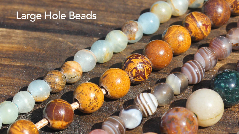 6mm, 8mm and 10mm on 8-inch strands — for leather cord and macramé