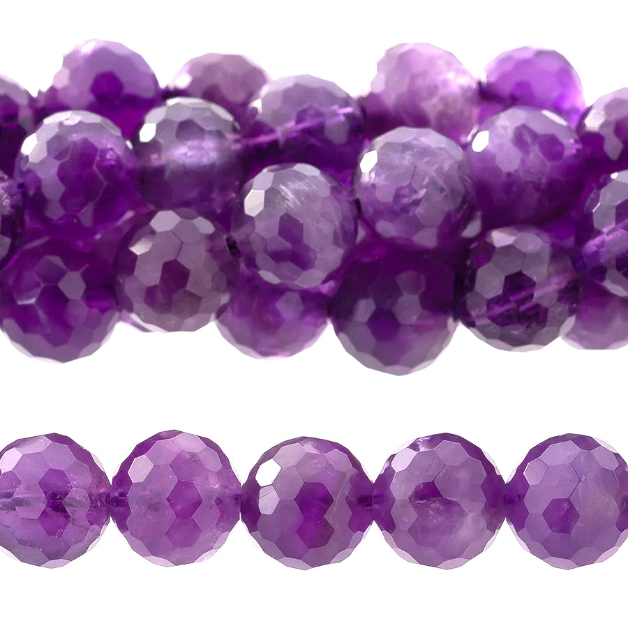 Amethyst 8mm Round Faceted - 15-16 Inch