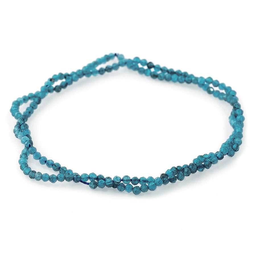 Blue Apatite 2mm Faceted Round - 15-16 Inch