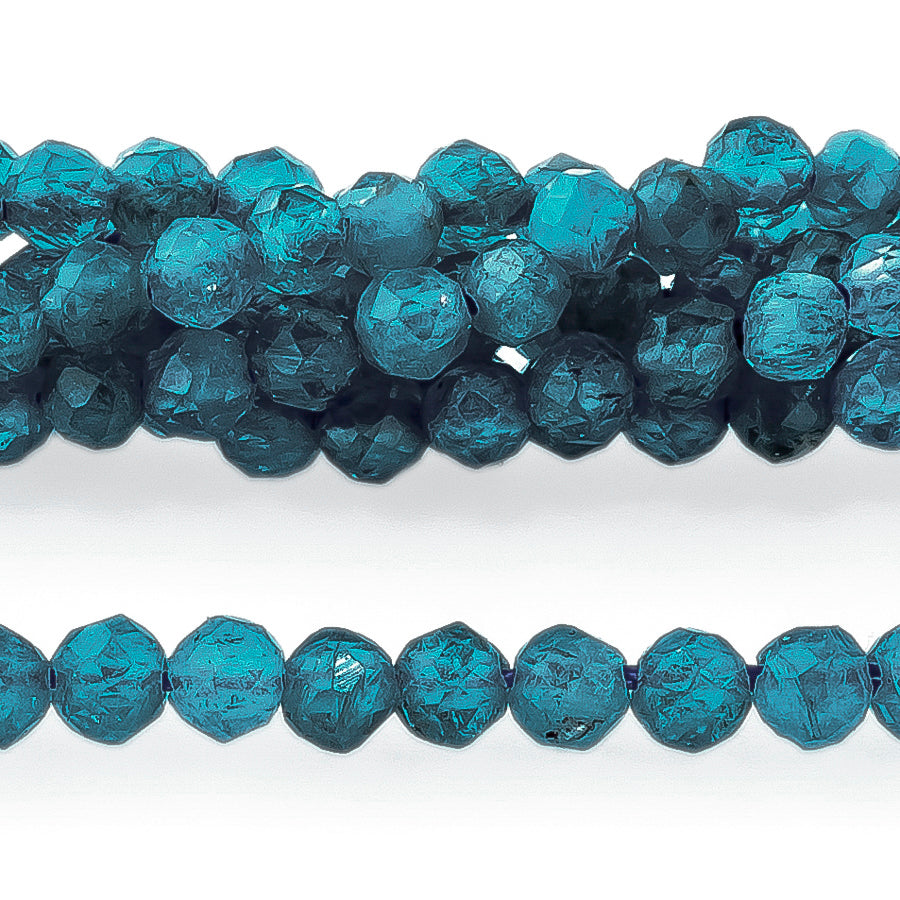 Blue Apatite 2mm Faceted Round - 15-16 Inch