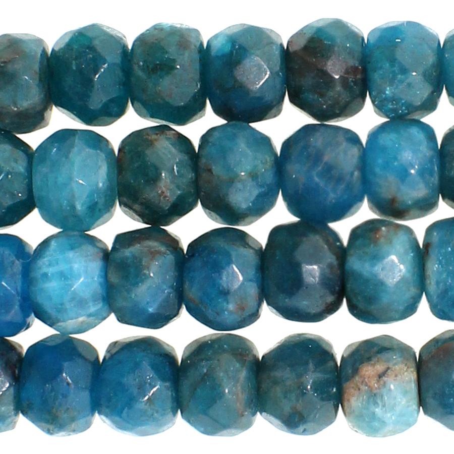 Blue Apatite 8mm Faceted Rondelle 8-Inch