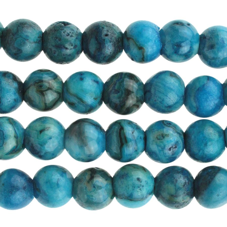 Blue Crazy Lace Agate 8mm Round Large Hole 8-Inch