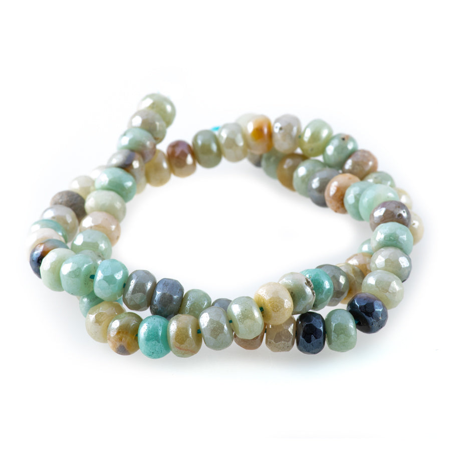 Black Gold Amazonite 8mm Plated Rondelle Faceted - 15-16 Inch