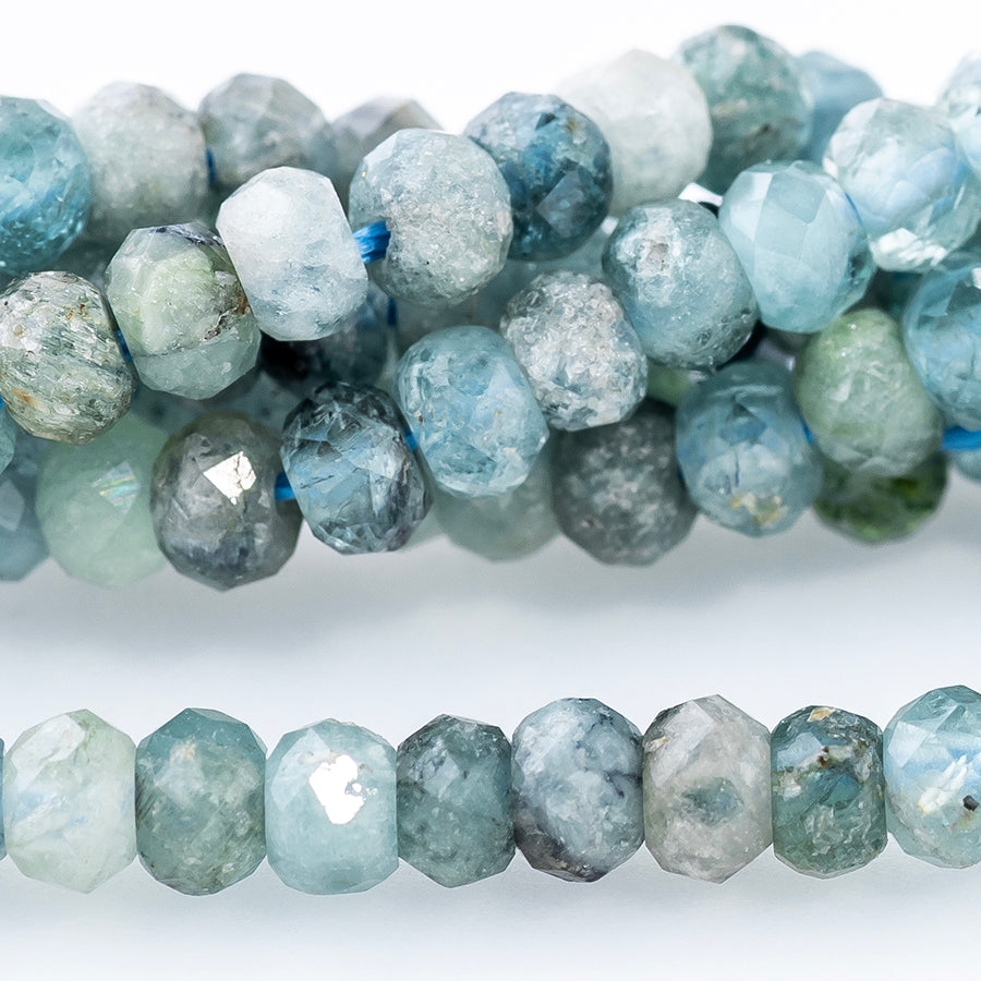 Blue Tourmaline 2x3mm Rondelle Faceted AA Grade - Microfaceted Rondelles - 15-16 inch