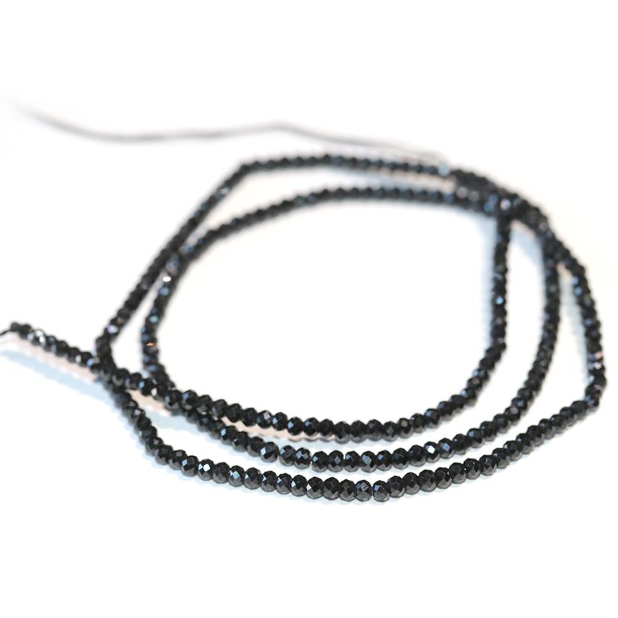 Black Spinel 2mm Diamond Faceted Rondelle 15-16 Inch