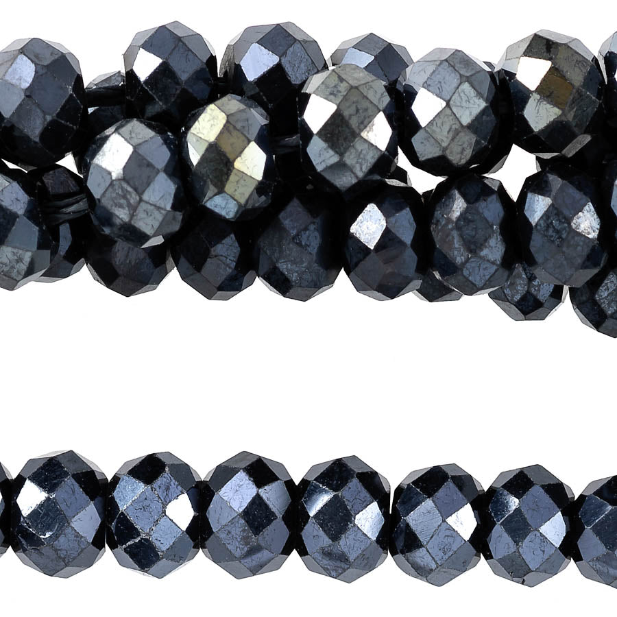 Black Spinel Plated 3X4mm Rondelle Faceted - 15-16 Inch