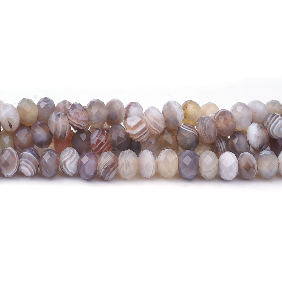 Botswana Agate Natural 4X6mm Rondelle Faceted - Large Hole Beads