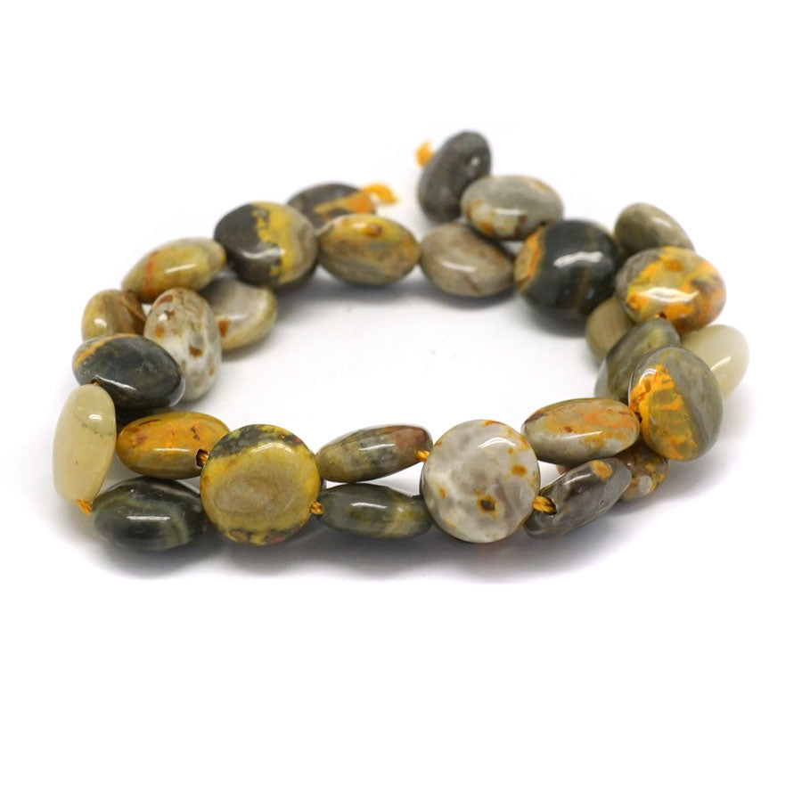 12mm Bumble Bee Jasper   Coin - 15-16 Inch