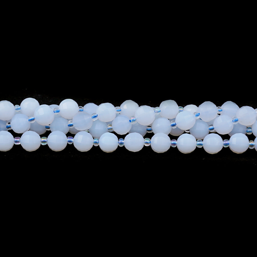Blue Chalcedony 8mm Round Step Cut - 15-16 Inch