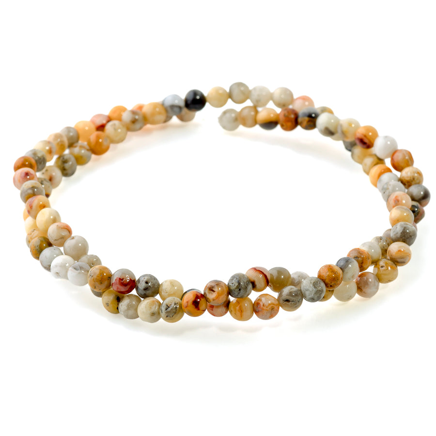 Crazy Lace Agate 4mm Round - 15-16 Inch