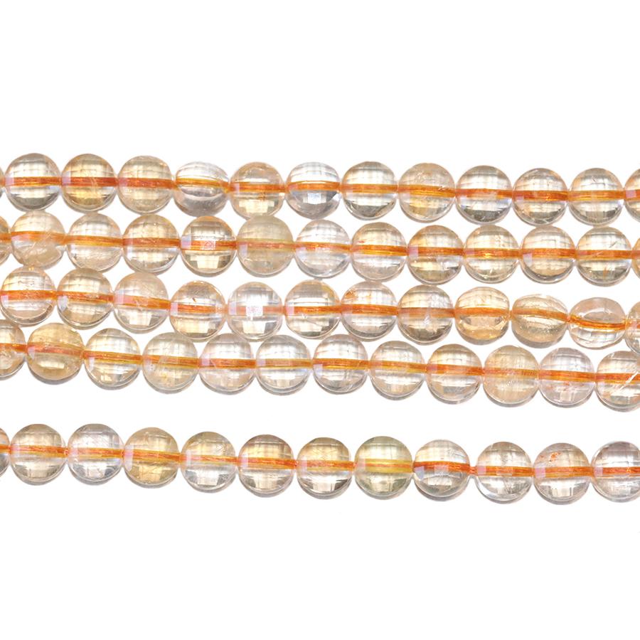 Citrine 6mm Diamond Cut Faceted Coin 15-16 Inch