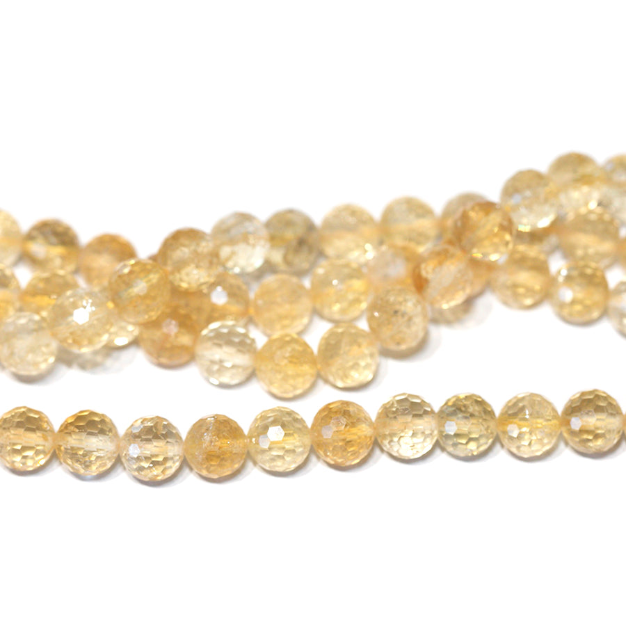 Citrine 8mm Faceted Round - 15-16 Inch