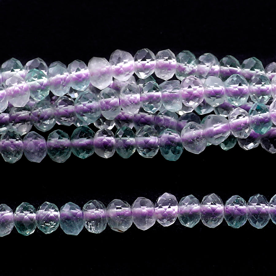 Fluorite 3mm Faceted Rondelle 16 - 15-16 inch - CLEARANCE