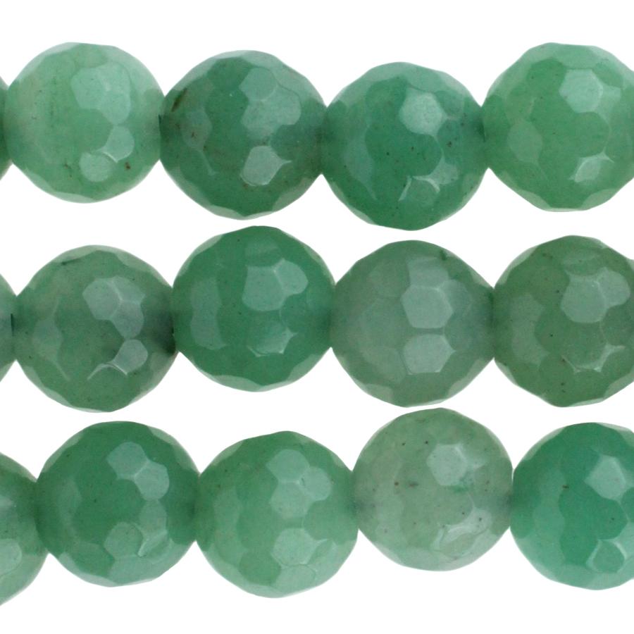 Green Aventurine 10mm Faceted Round Large Hole Bead 8-Inch