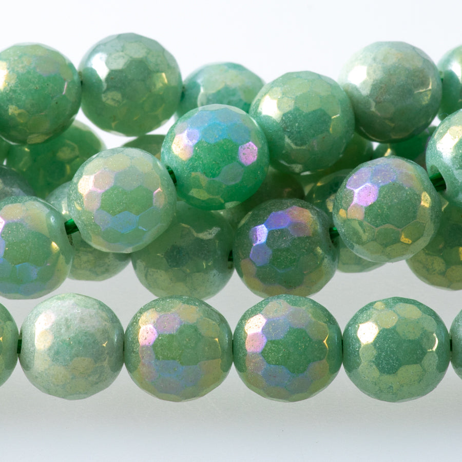 Green Aventurine 8mm Plated Round Faceted - Limited Editions - 15-16 inch