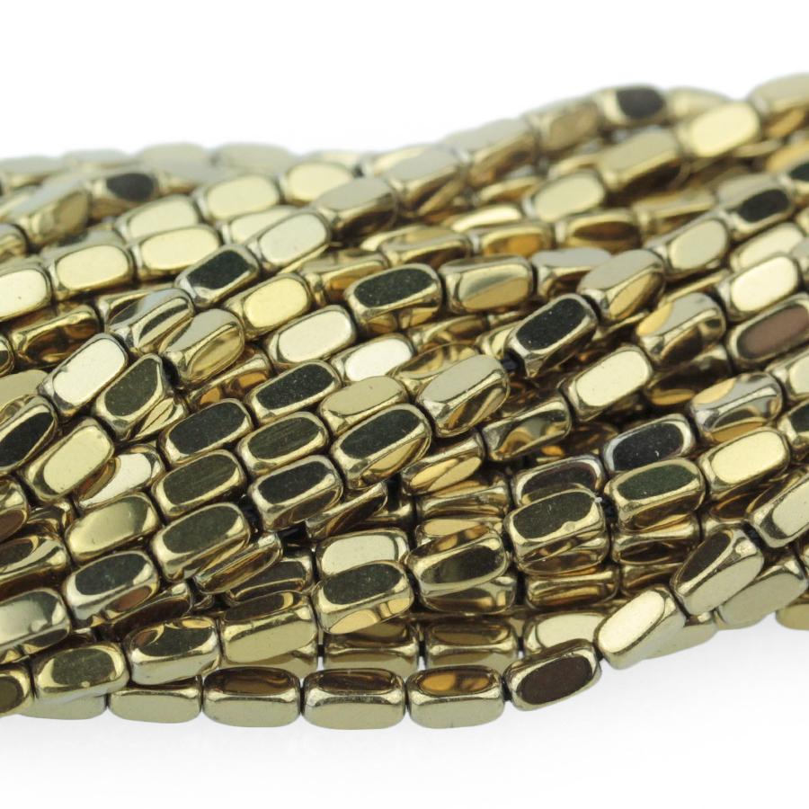 Hematite Light Gold Plated 2x4 Cut Nugget 15-16 Inch