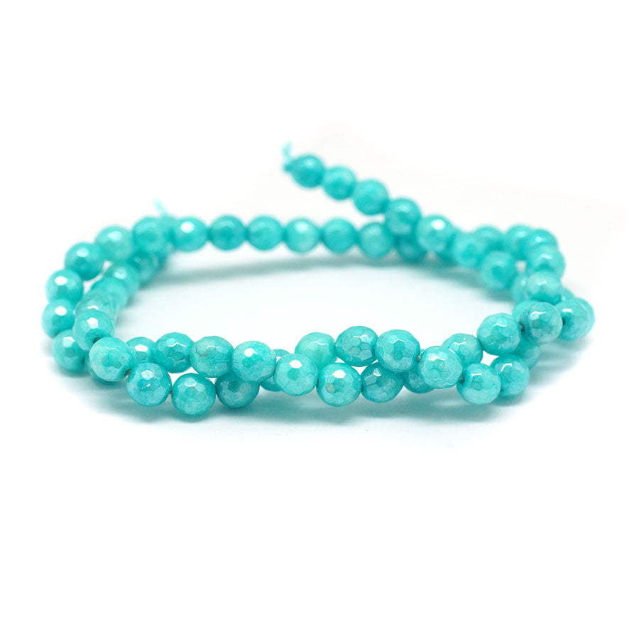 Dyed Jade Faceted Plated 6mm Round - 15-16 Inch