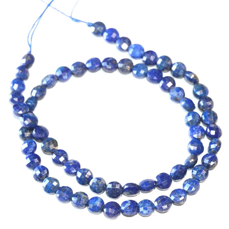 Lapis 6mm Diamond Cut Faceted Coin 15-16 Inch