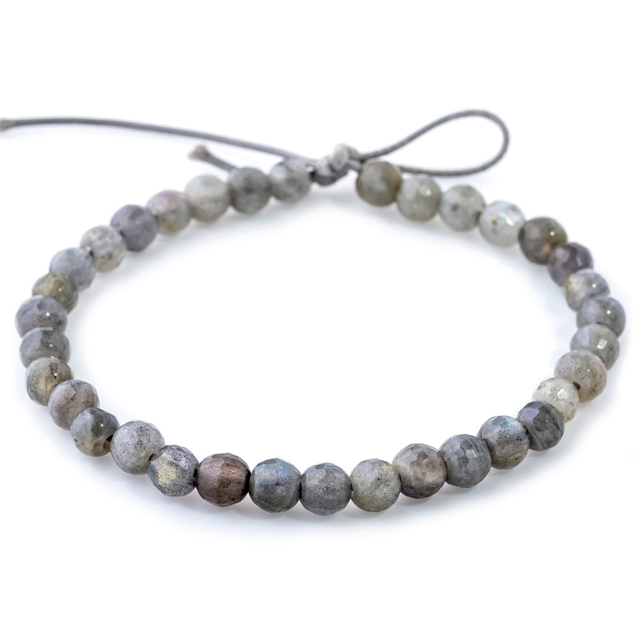 Labradorite 6mm Faceted Round Large Hole Beads - 8 Inch