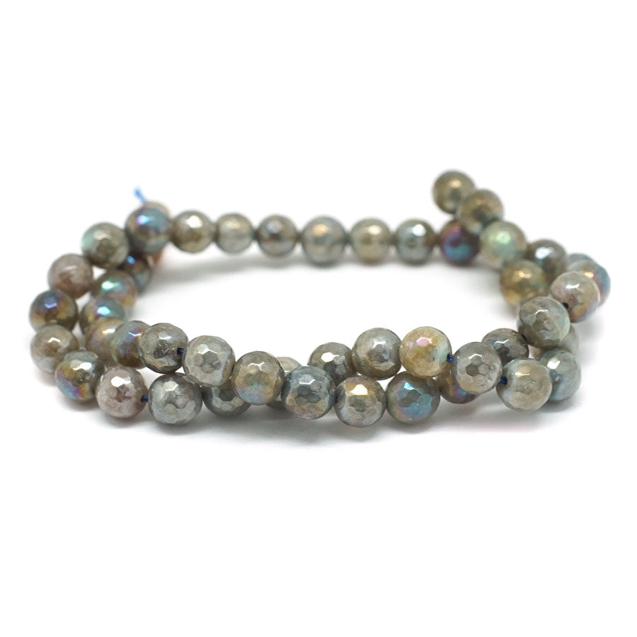 Labradorite Faceted Rainbow Plated 8mm Round - 15-16 Inch