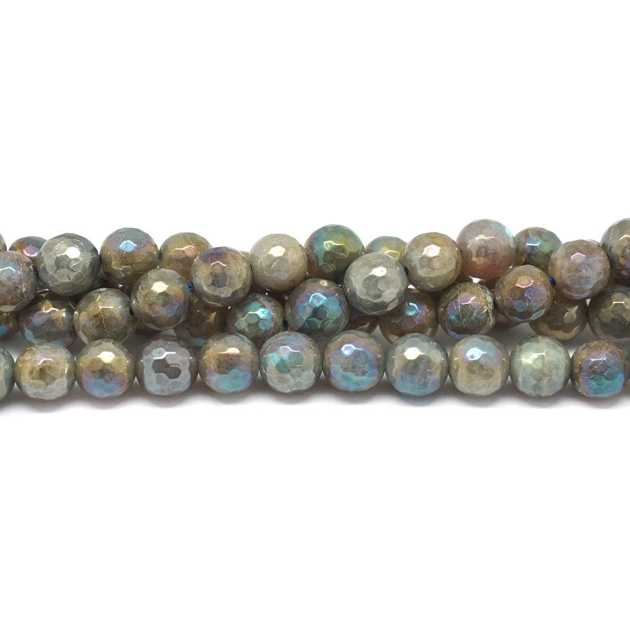 Labradorite Faceted Rainbow Plated 8mm Round - 15-16 Inch