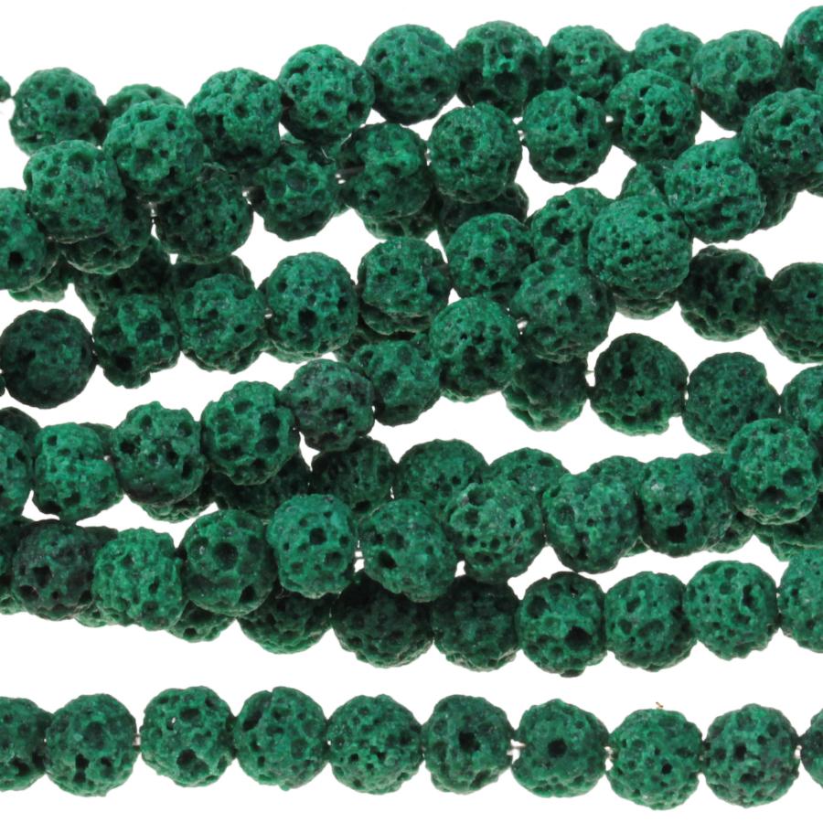 Green (dyed) Lava 4-4.5mm Round 15-16 Inch