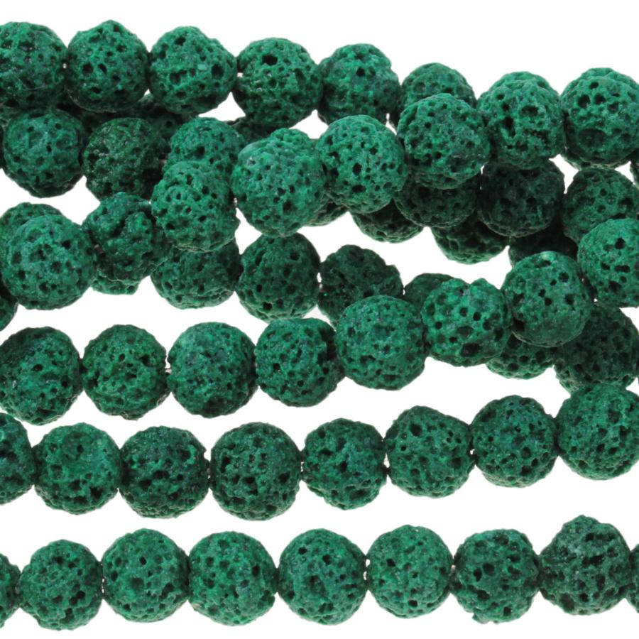 Green (dyed) Lava 6-7mm Round 15-16 Inch