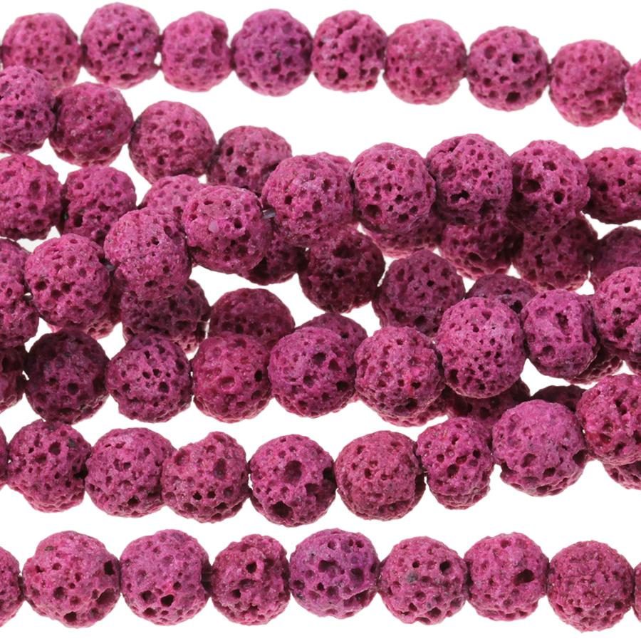 Pink (dyed) Lava 6-7mm Round 15-16 Inch