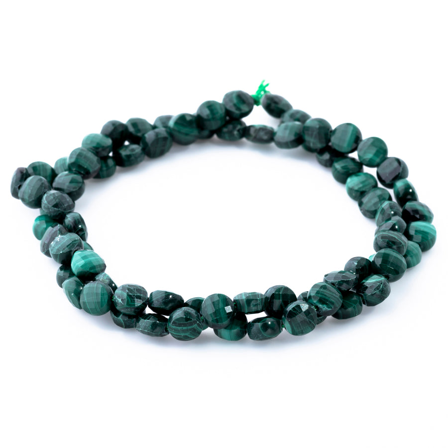 Malachite 6mm Coin Faceted - 15-16 Inch