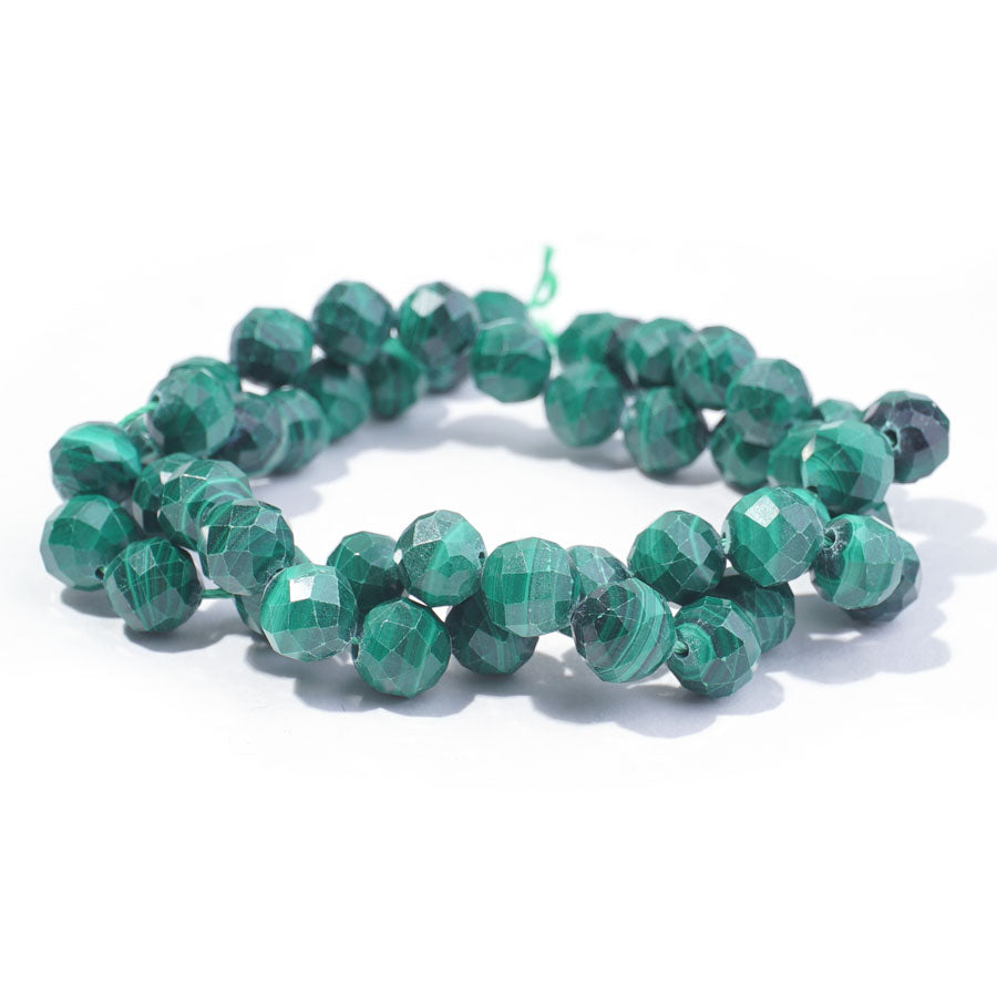 Malachite 8mm Round Faceted A Grade - 15-16 Inch