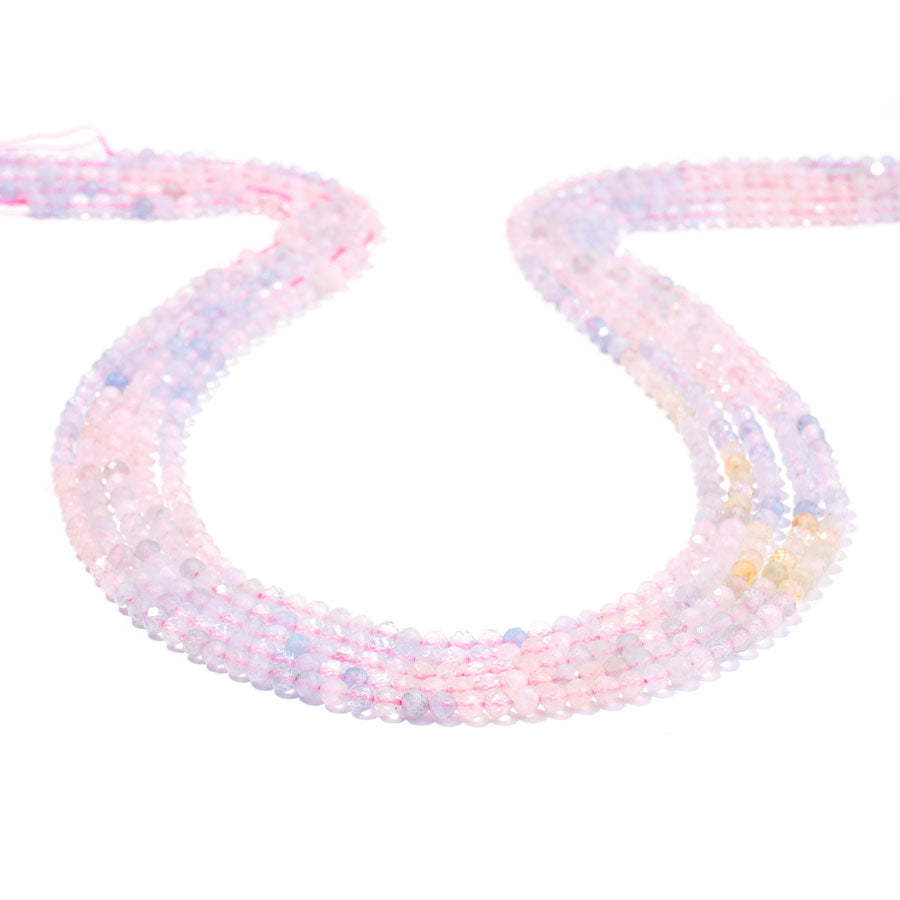 Morganite 3mm Round Faceted AA Grade Banded - 15-16 Inch
