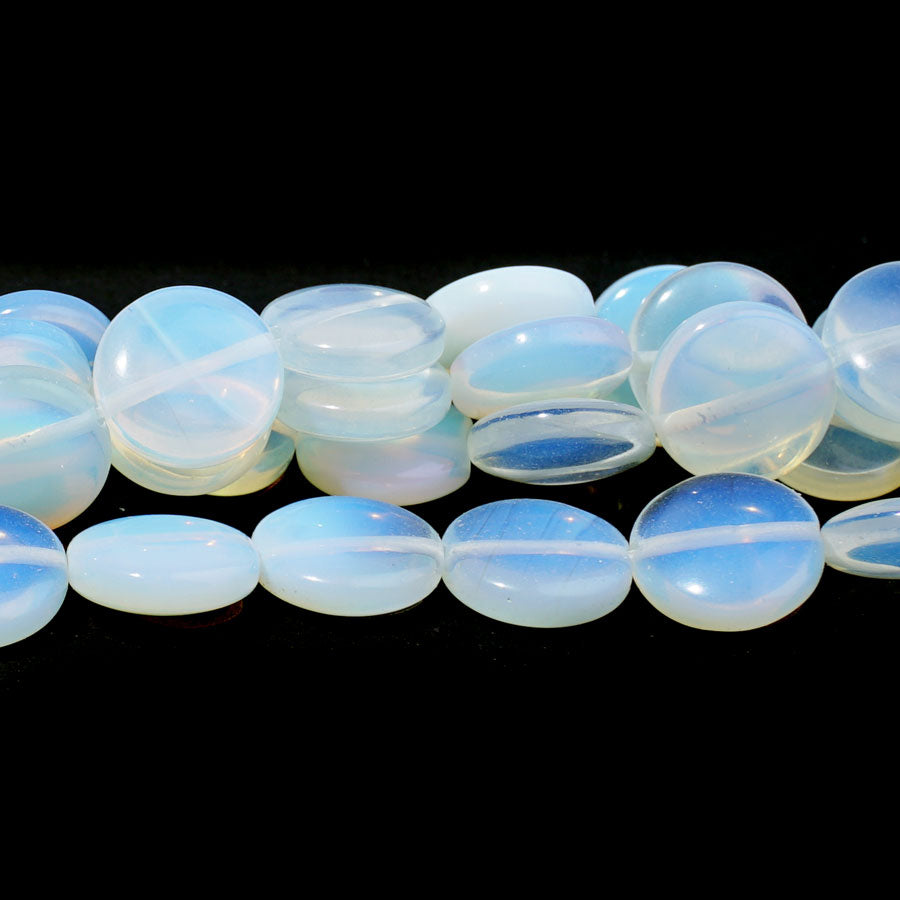 Opalite (Synthetic) 12mm Puff Coin - 15-16 inch - CLEARANCE