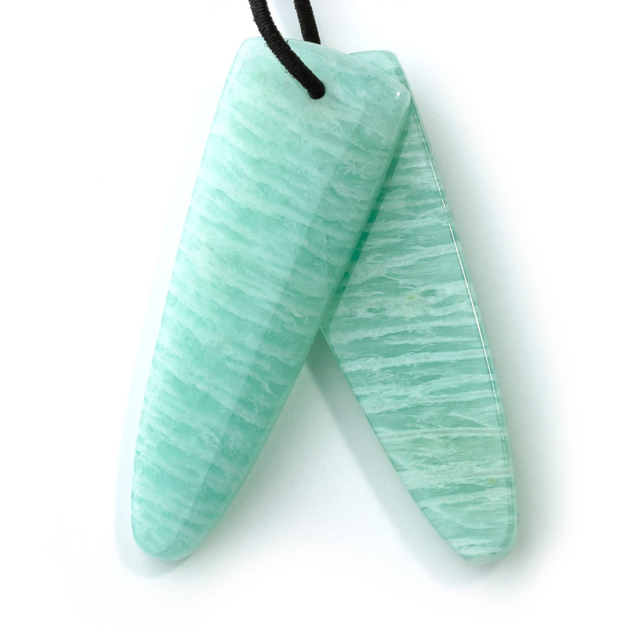 Amazonite 13x38mm Pointed Oval Pair - Pendant