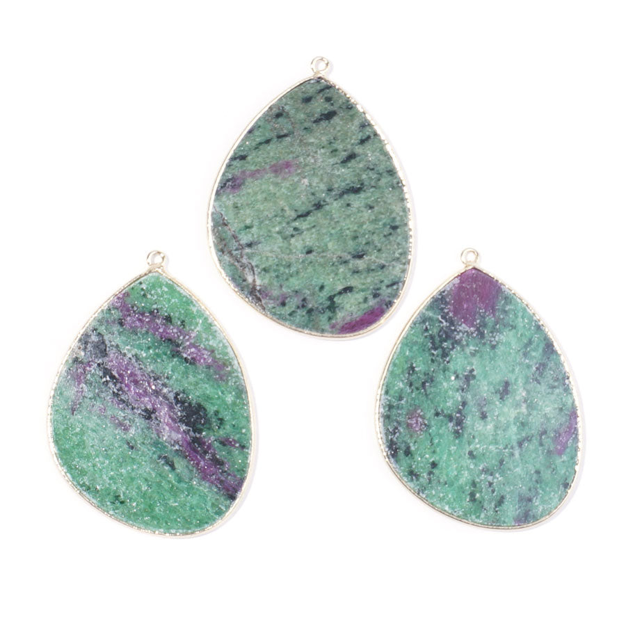 Ruby Zoisite 27x34mm Slice Gold Plated - Pendant