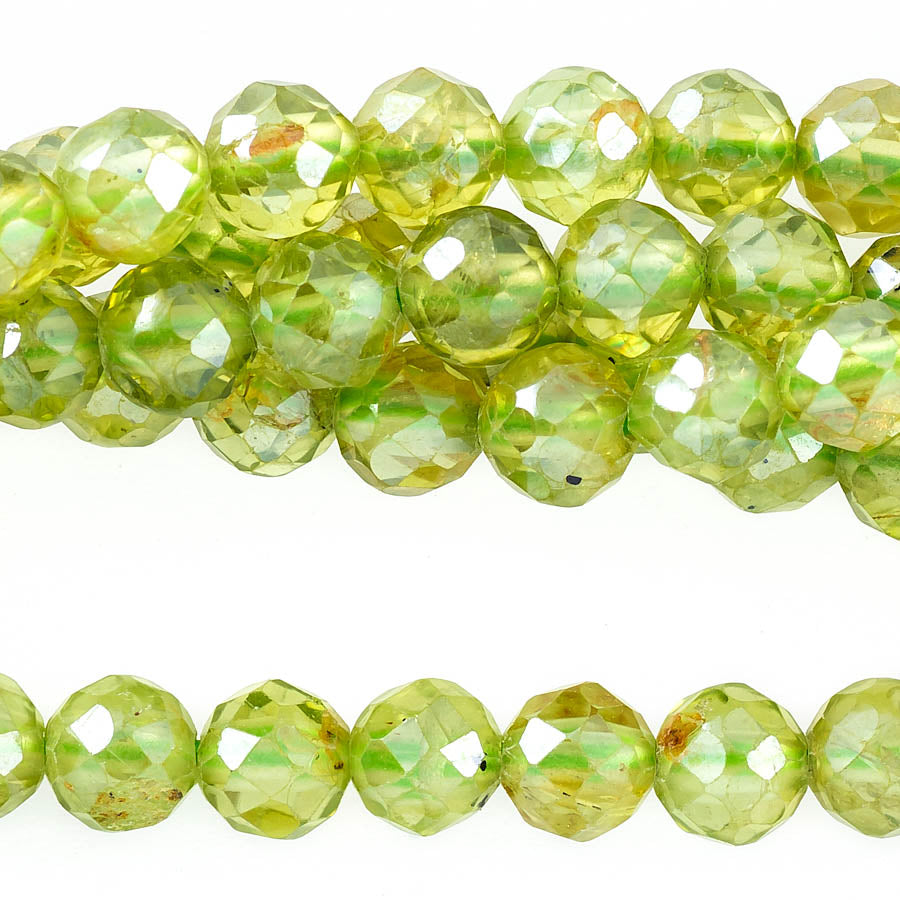 Peridot Plated 4mm Round Faceted - 15-16 Inch