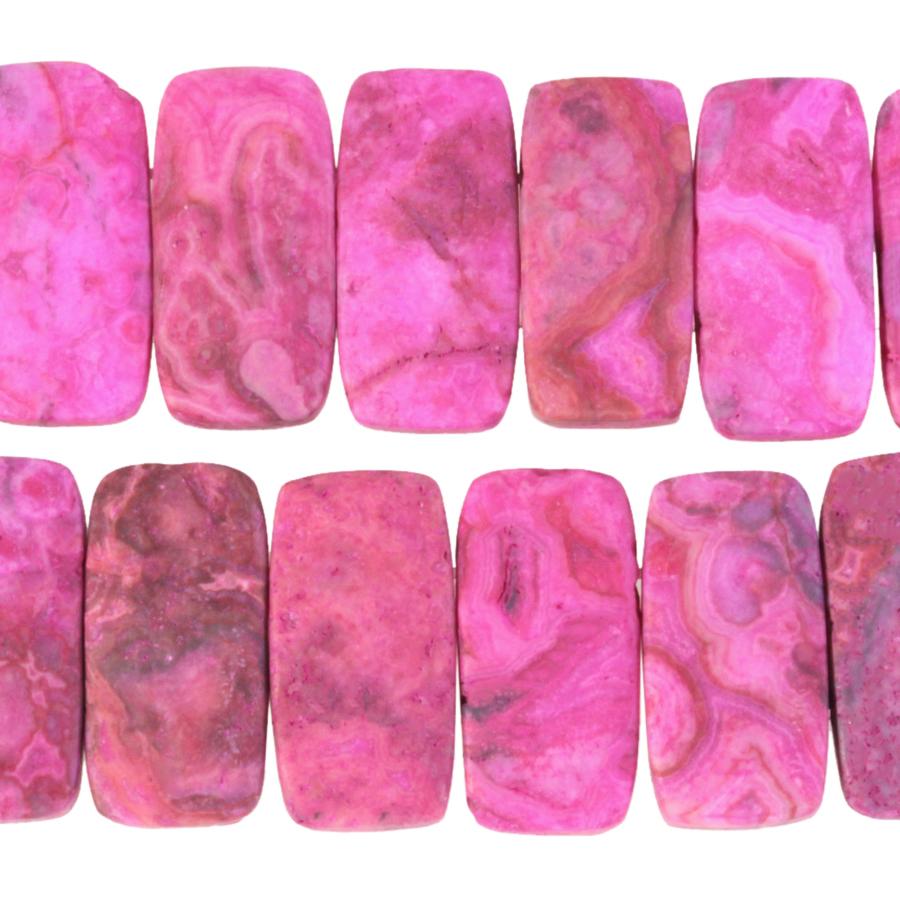 MATTE Pink Crazy Lace Agate 10x20mm Double Drill 8-Inch