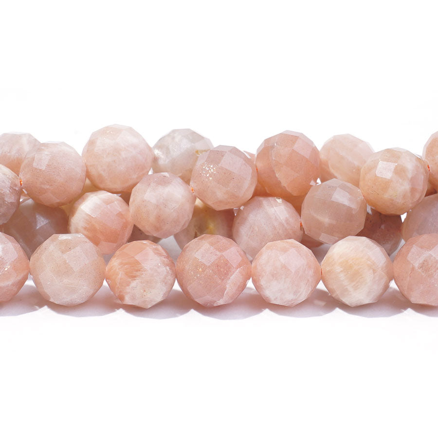 Peach Moonstone 10mm Round Faceted A Grade - 15-16 Inch