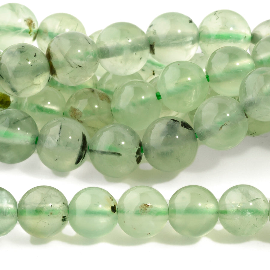Prehnite with Rutilate 6mm Round - 15-16 Inch