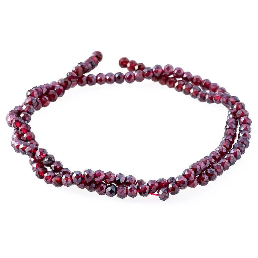 Red Garnet Plated 3X4mm Rondelle Faceted - 15-16 Inch