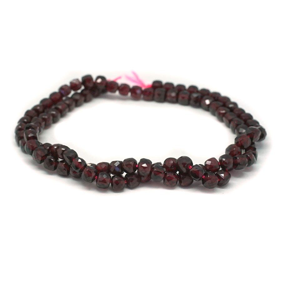 Red Garnet 4mm  Natural Cube Faceted - 15-16 Inch