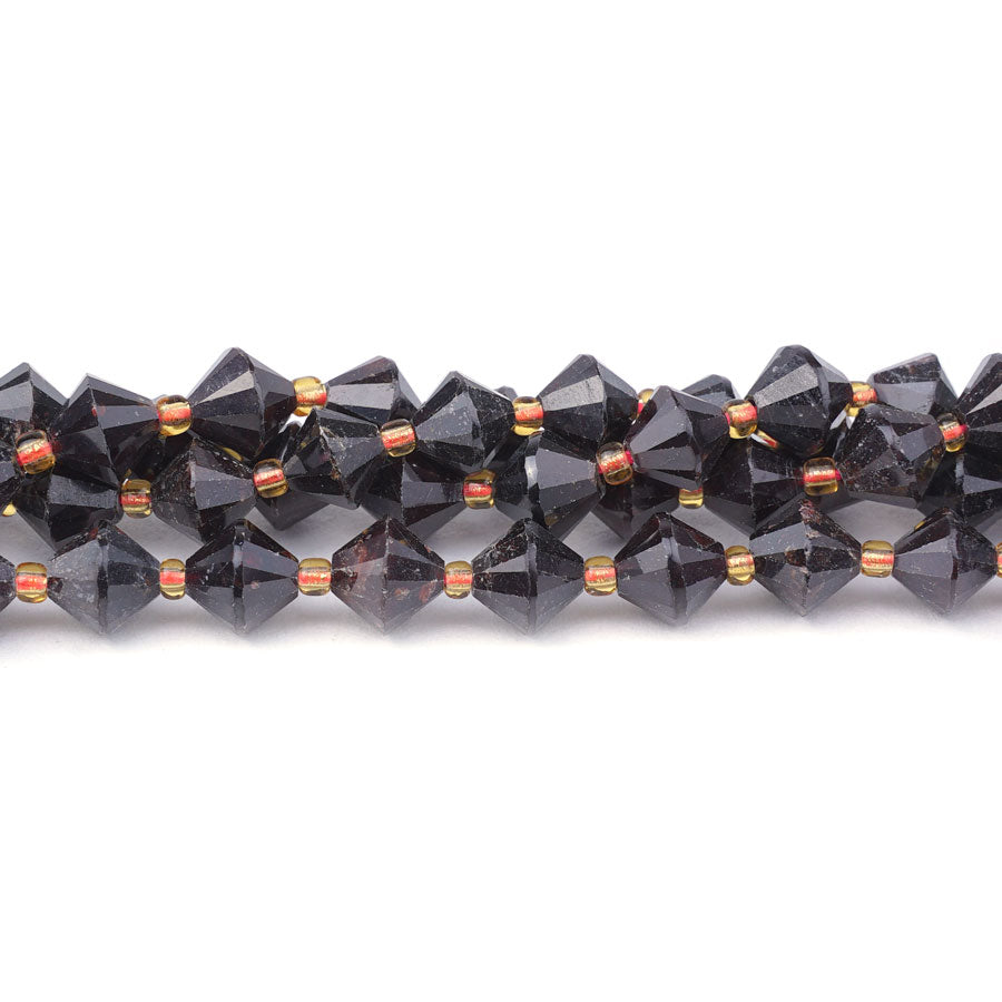 Red Garnet Natural 8mm Bicone Faceted - 15-16 Inch
