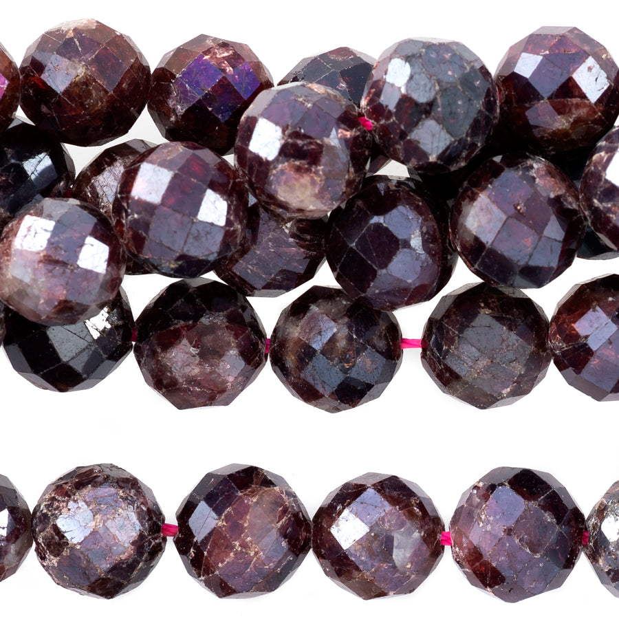 Red Garnet Plated 8mm Round Faceted - 15-16 Inch