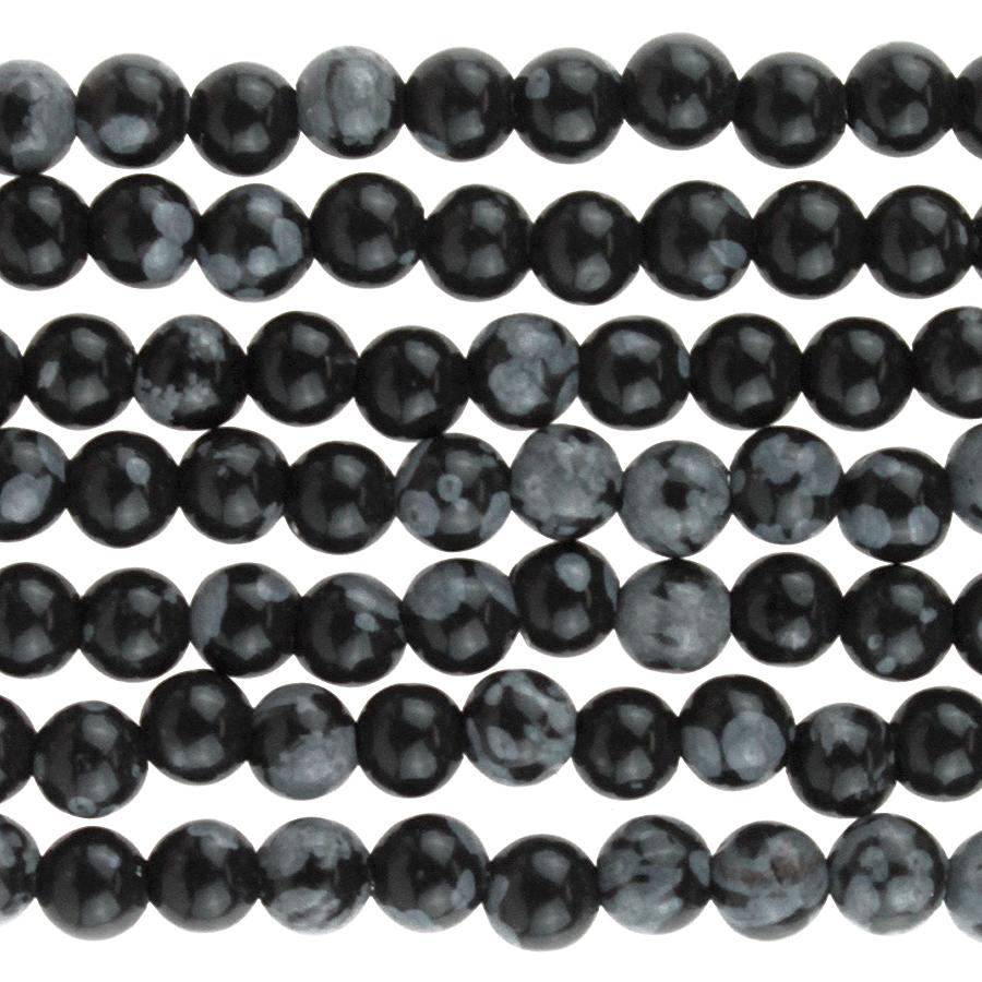 Snowflake Obsidian 4mm Round 8-Inch