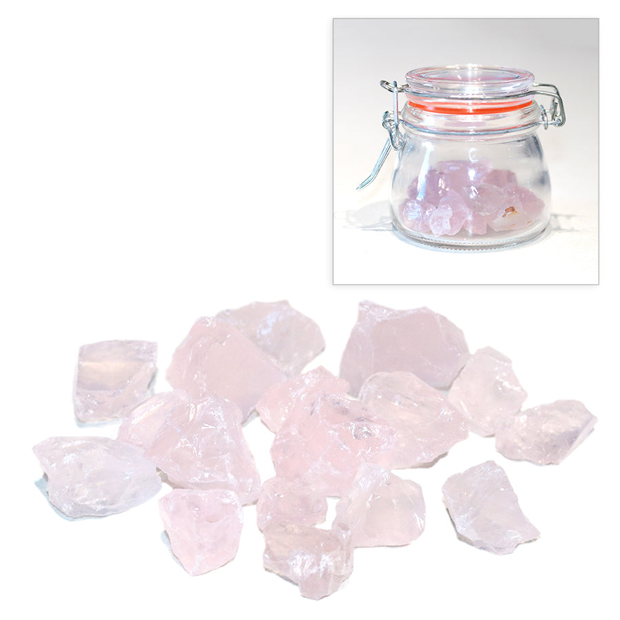 Rose Quartz Mixed Size Rough Stones Gem Jar - DS ROCK SHOP