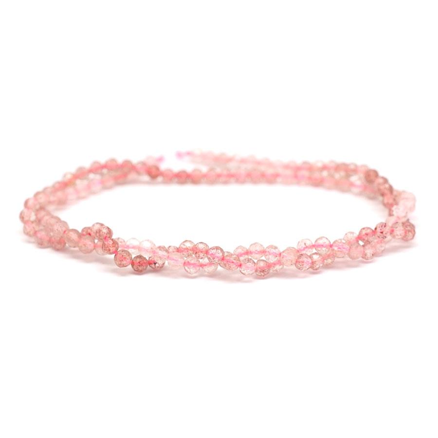 Strawberry Quartz Faceted, Banded 3mm Round -