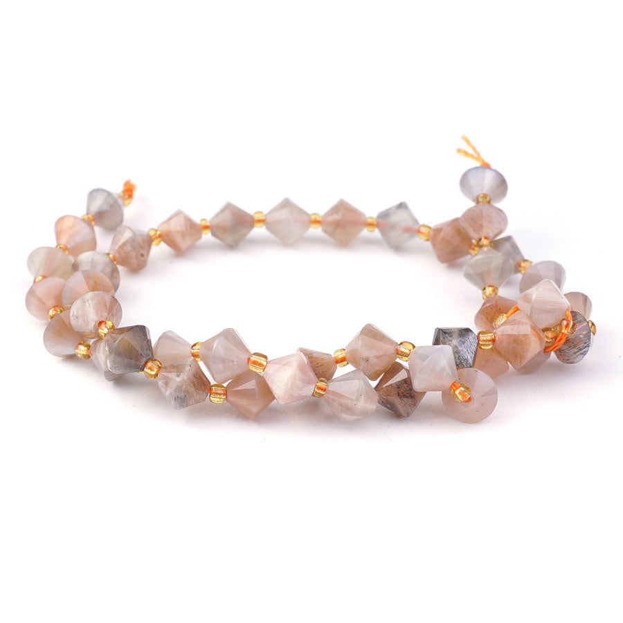Golden Sunstone Rainbow Natural 8mm Bicone Faceted - 15-16 Inch